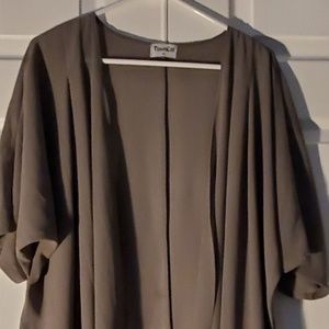 XL Grey Sheer Short Sleeve Cardigan